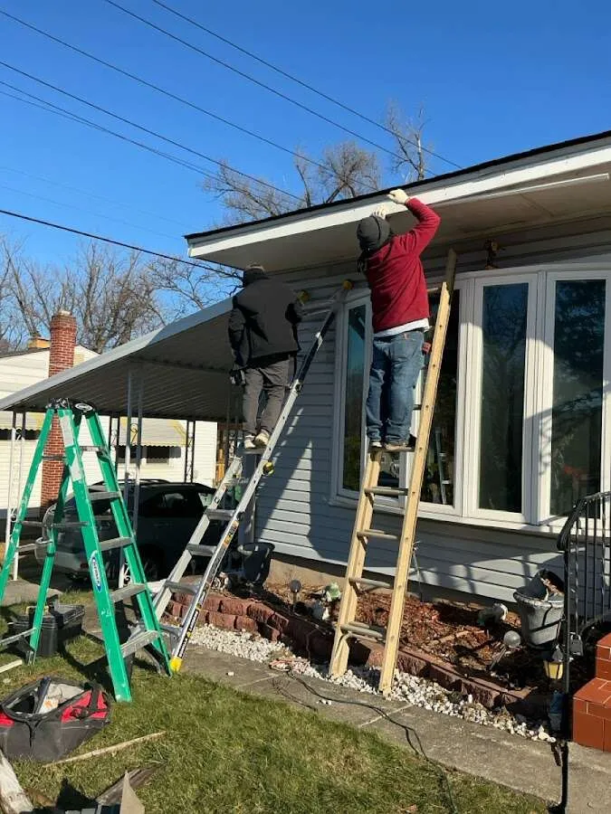 Restoration crew performing exterior repair in Hackensack