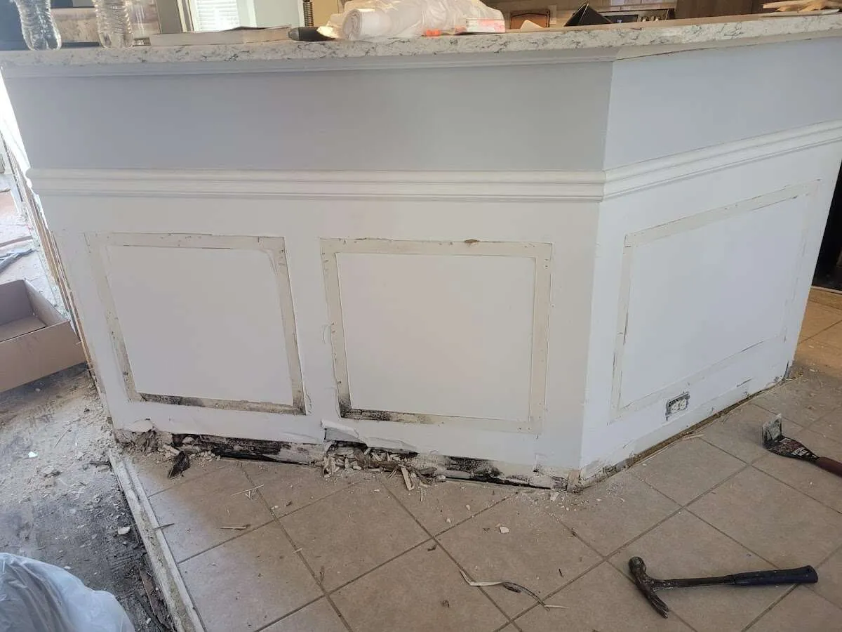 Water damage and mold on kitchen during Storm Damage Restoration in Hackensack